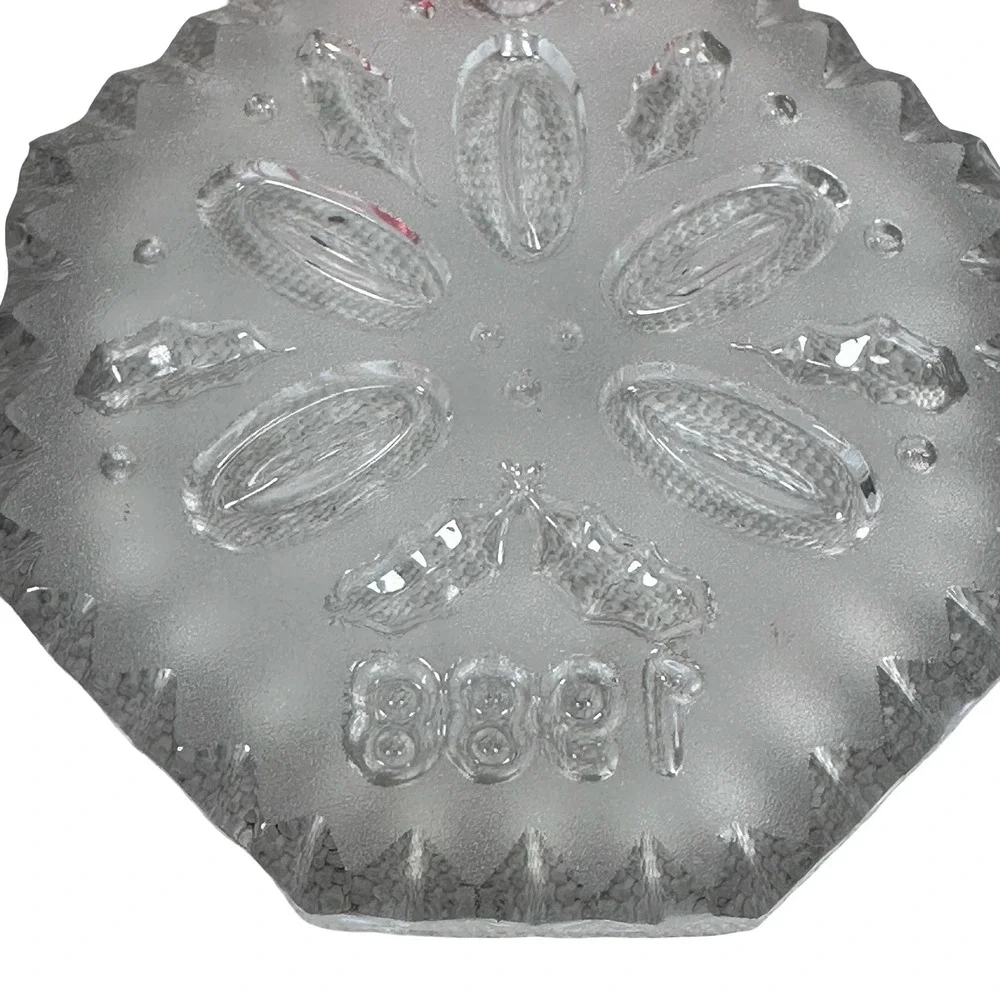 Vintage Waterford Crystal 1988 Christmas Ornament 5 Golden Rings Holly Octagon